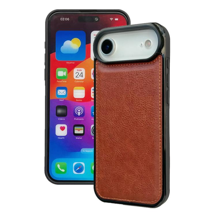 For iPhone Air Cowhide Texture Back Cover Phone Case(Brown)