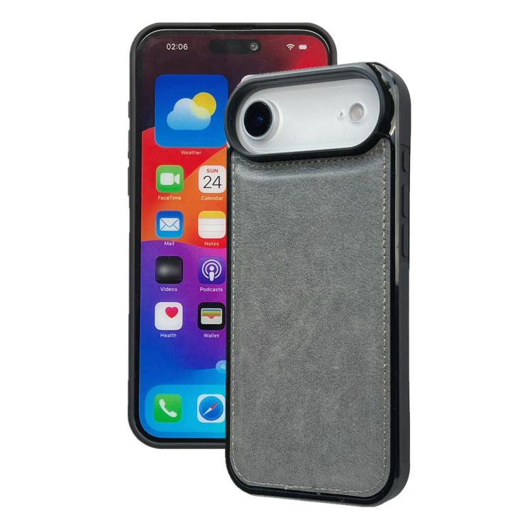 For iPhone Air Cowhide Texture Back Cover Phone Case(Grey)