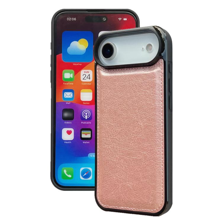 For iPhone Air Cowhide Texture Back Cover Phone Case(Rose Gold)