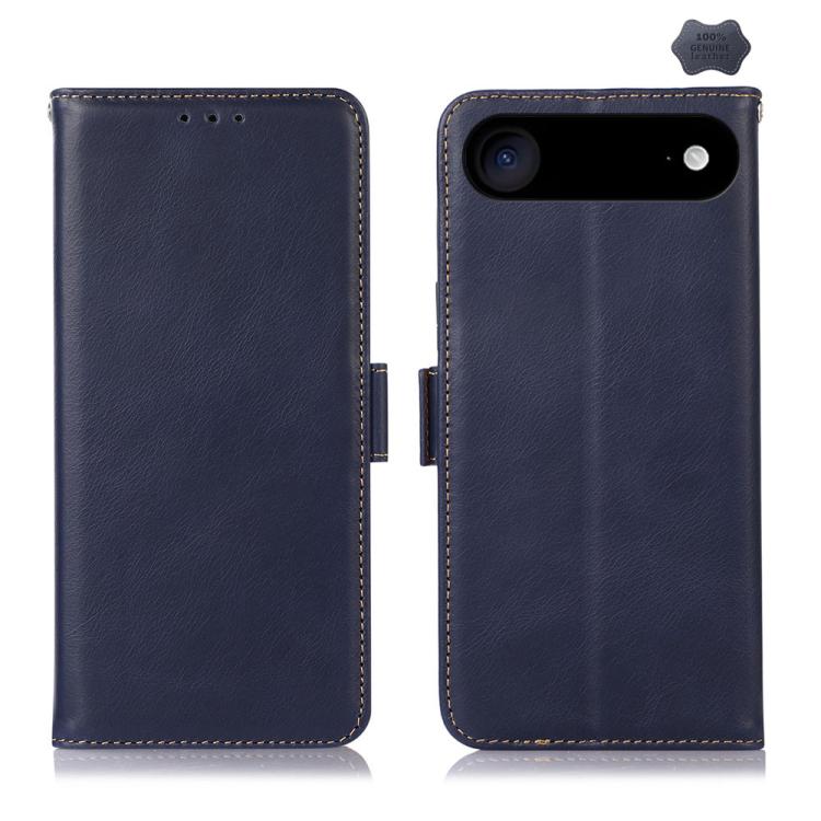 For iPhone Air Crazy Horse Top Layer Cowhide Leather Phone Case(Blue)