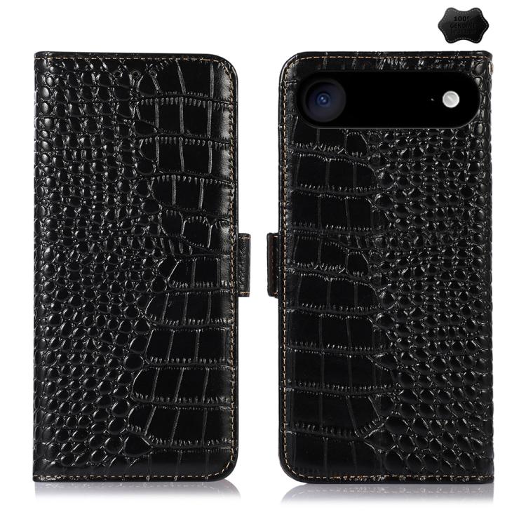 For iPhone Air Crocodile Top Layer Cowhide Leather Phone Case(Black)