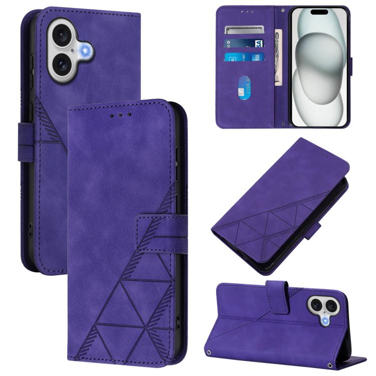 For iPhone Air Crossbody 3D Embossed Flip Leather Phone Case(Purple)