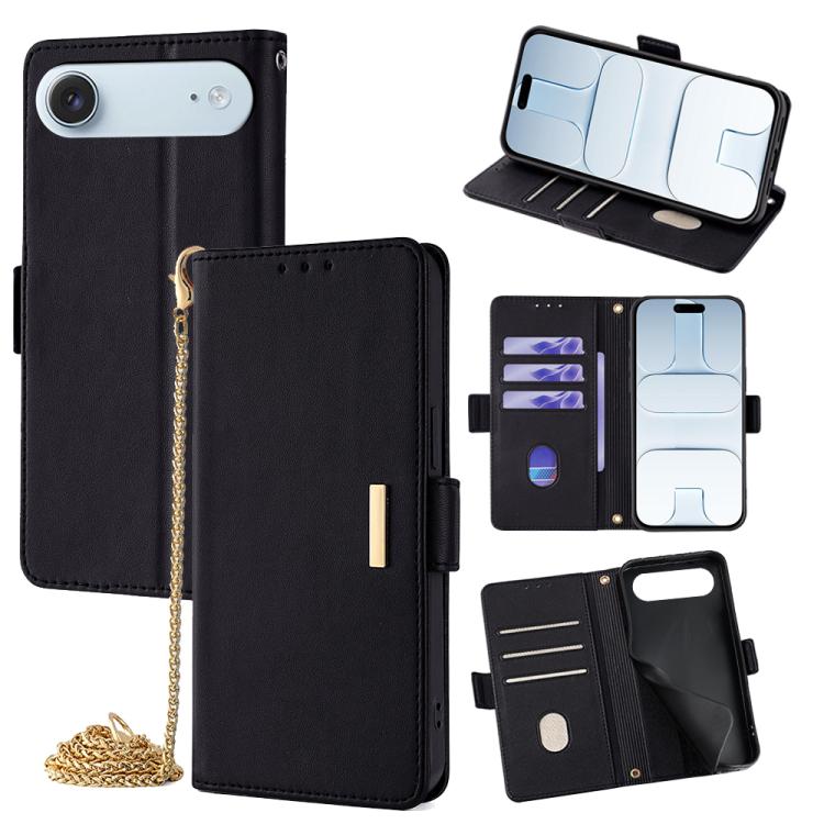 For iPhone Air Crossbody Chain Leather Phone Case(Black)