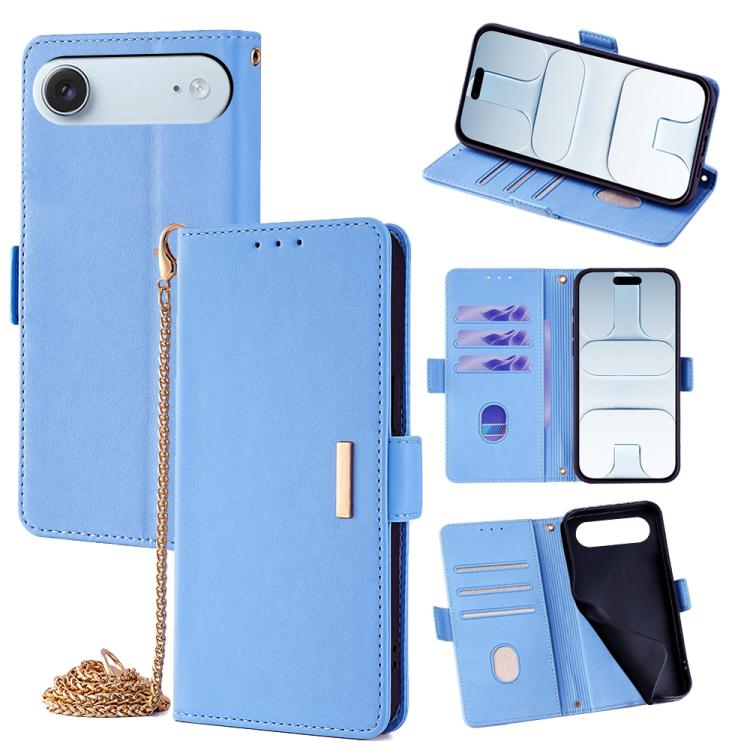 For iPhone Air Crossbody Chain Leather Phone Case(Blue)