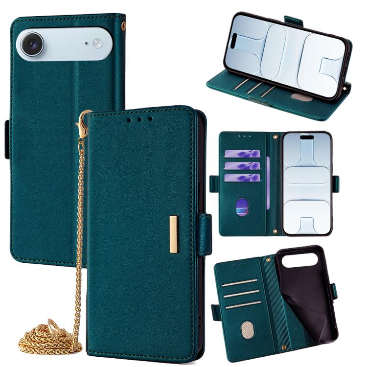 For iPhone Air Crossbody Chain Leather Phone Case(Green)