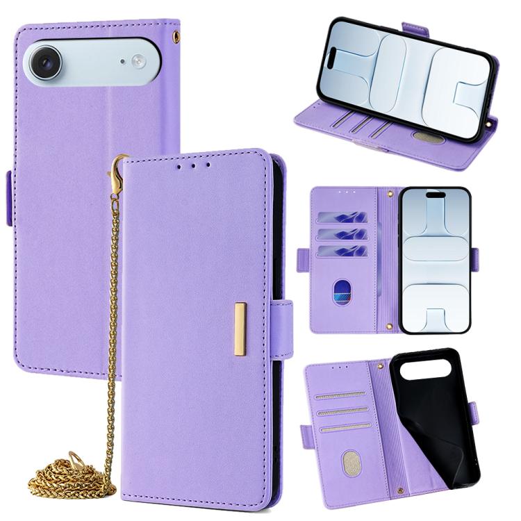 For iPhone Air Crossbody Chain Leather Phone Case(Purple)