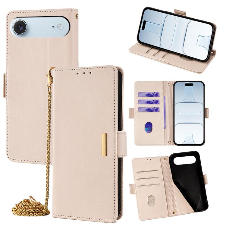 For iPhone Air Crossbody Chain Leather Phone Case(White)