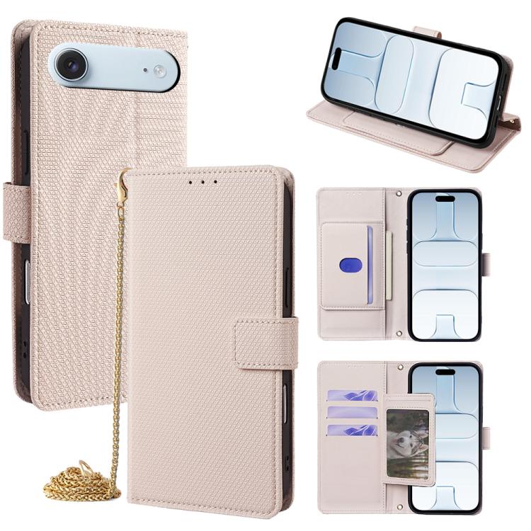 For iPhone Air Crossbody Chain Triangle Leather Phone Case(White)