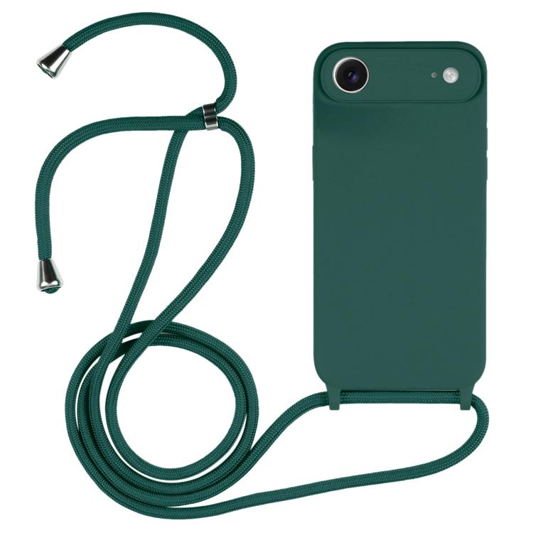 For iPhone Air Crossbody Lanyard Liquid Silicone Case (Clover Green)