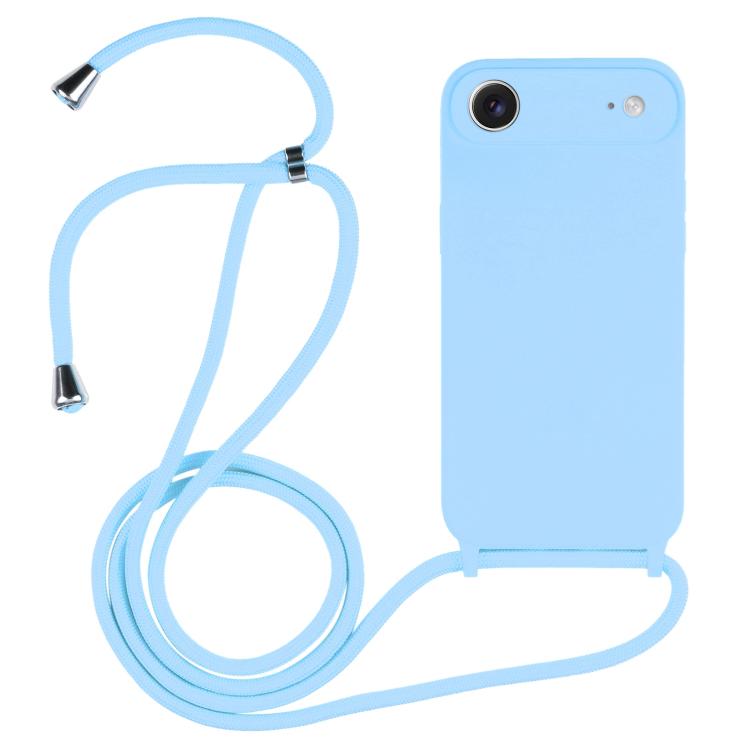 For iPhone Air Crossbody Lanyard Liquid Silicone Case(Blue)