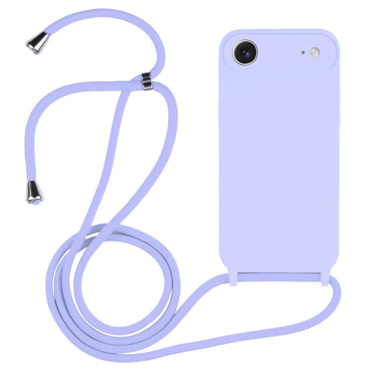 For iPhone Air Crossbody Lanyard Liquid Silicone Case(Light Purple)