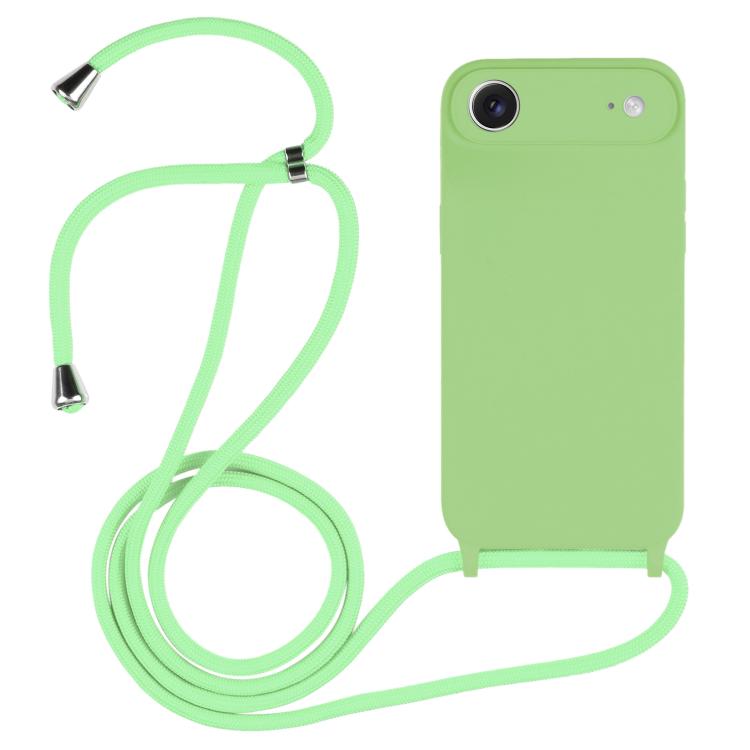 For iPhone Air Crossbody Lanyard Liquid Silicone Case(Matcha Green)
