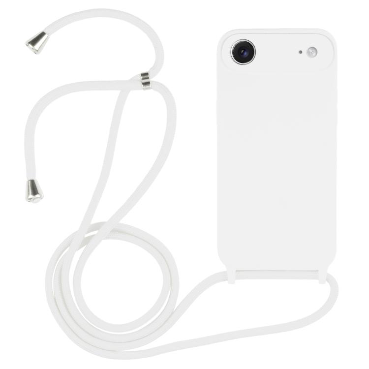 For iPhone Air Crossbody Lanyard Liquid Silicone Case(White)