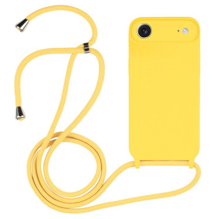 For iPhone Air Crossbody Lanyard Liquid Silicone Case(Yellow)