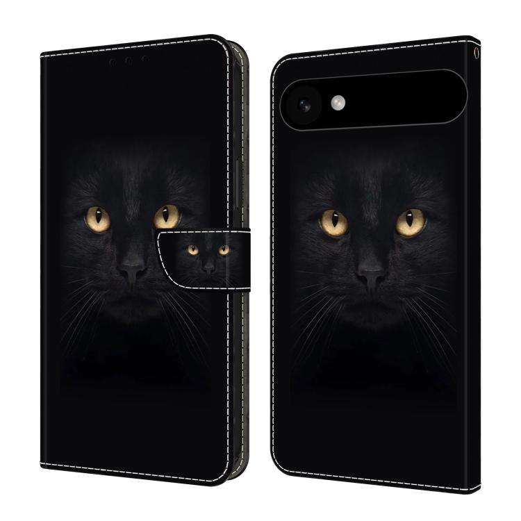 For iPhone Air Crystal-Like Painted Vegan Leather Phone Case(Black Cat)
