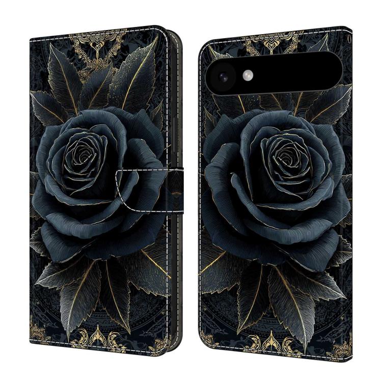 For iPhone Air Crystal-Like Painted Vegan Leather Phone Case(Black Gold Rose)