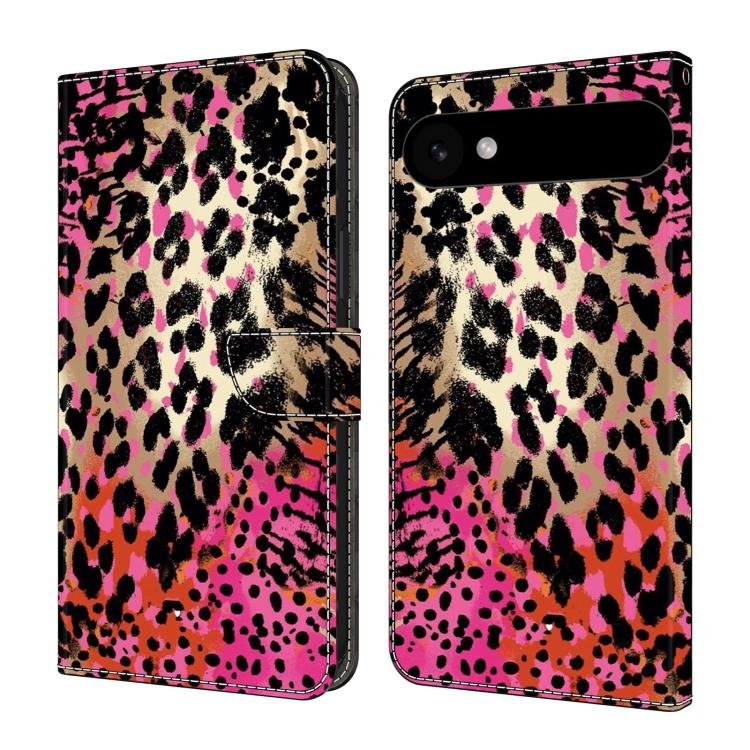For iPhone Air Crystal-Like Painted Vegan Leather Phone Case(Black Red Leopard)