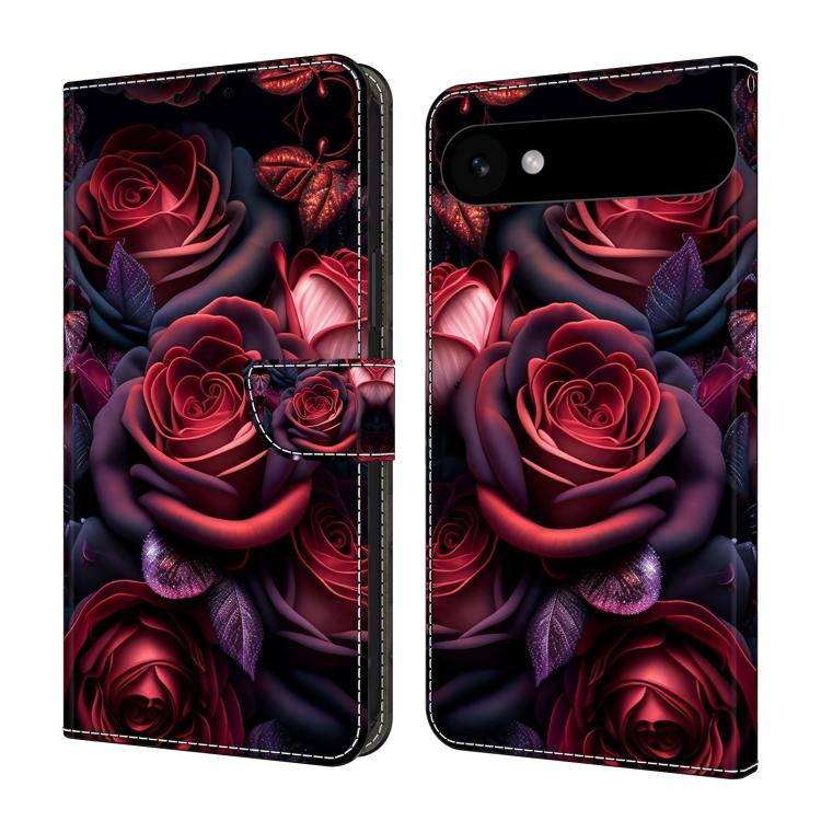 For iPhone Air Crystal-Like Painted Vegan Leather Phone Case(Black Rose)