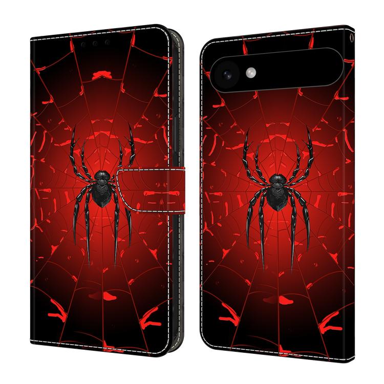 For iPhone Air Crystal-Like Painted Vegan Leather Phone Case(Black Spider)