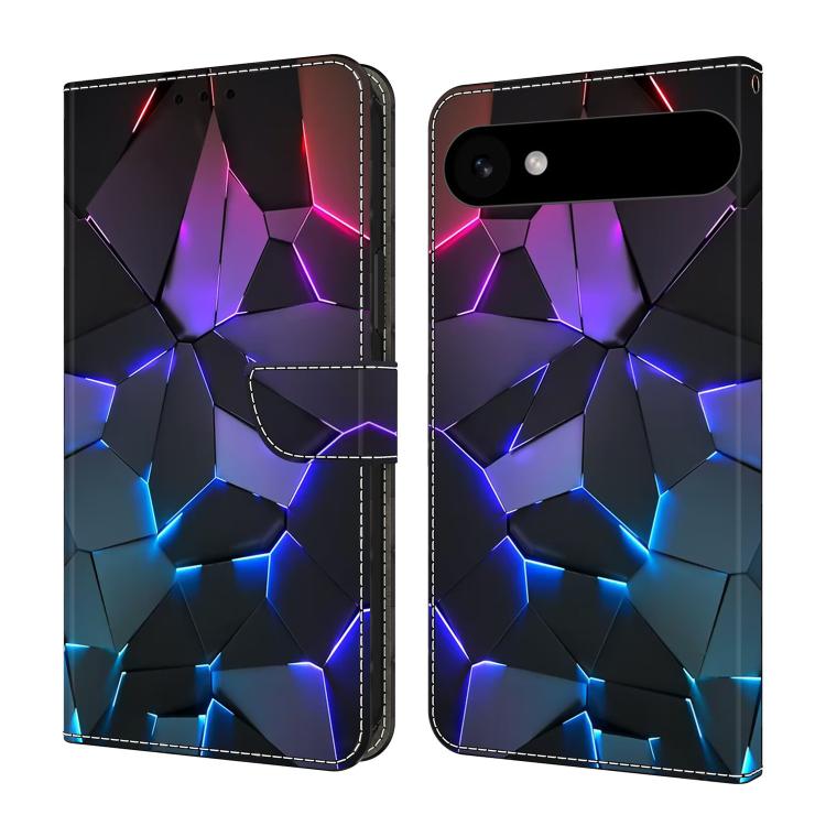 For iPhone Air Crystal-Like Painted Vegan Leather Phone Case(Blue Cracks)