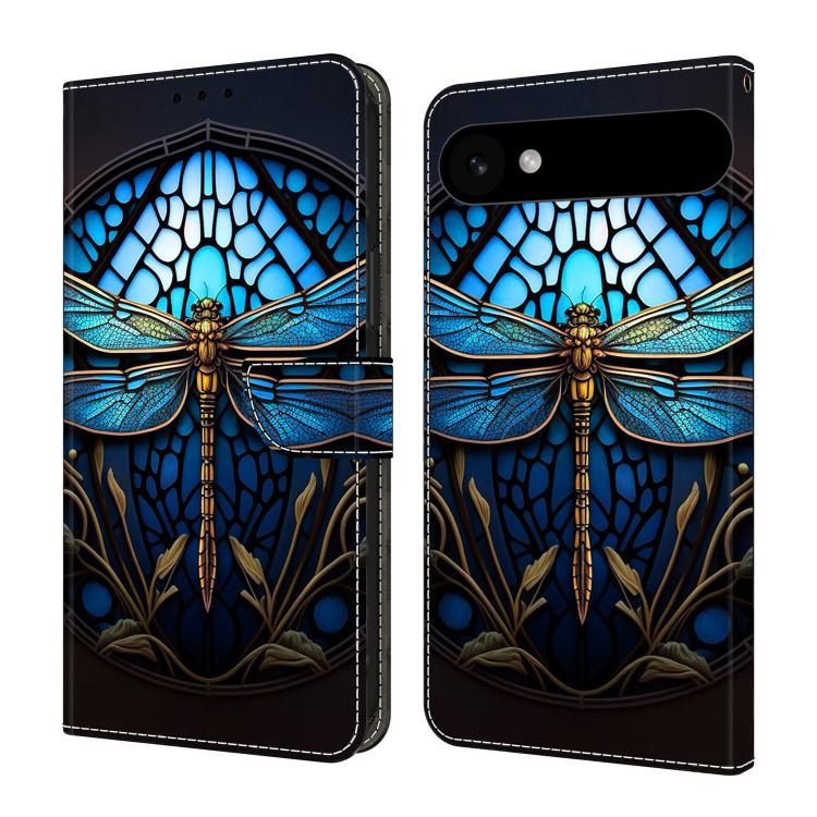 For iPhone Air Crystal-Like Painted Vegan Leather Phone Case(Blue Dragonfly)