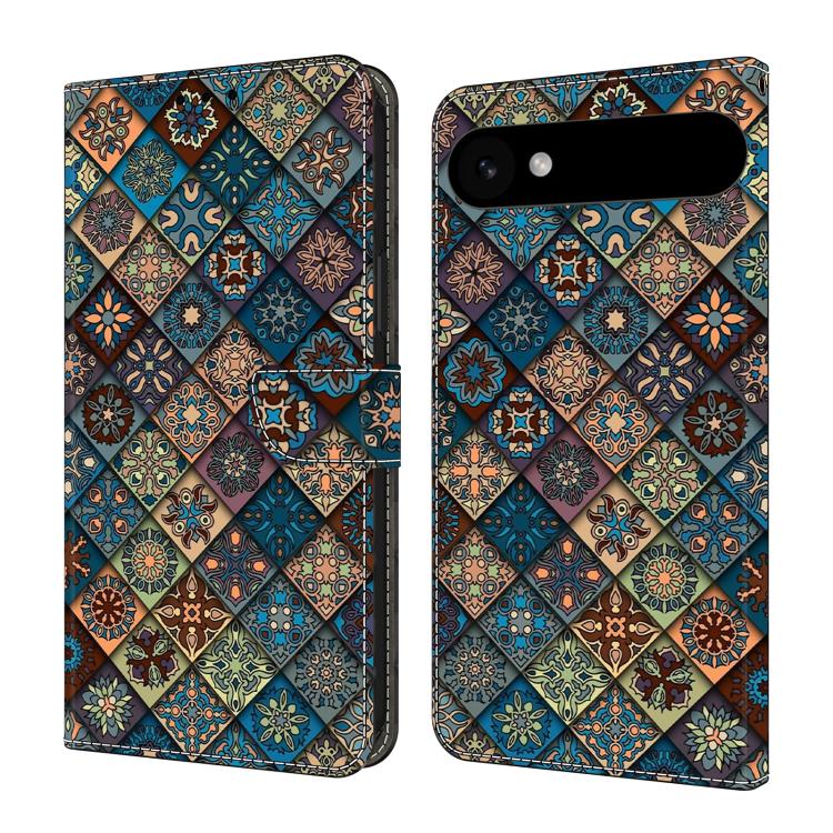 For iPhone Air Crystal-Like Painted Vegan Leather Phone Case(Blue Flower)