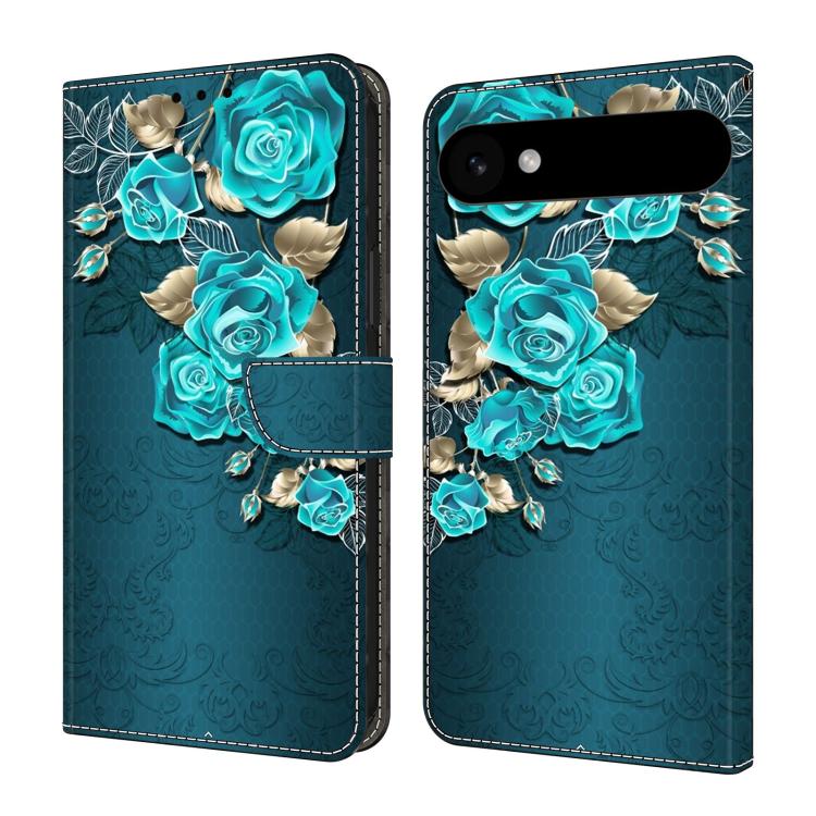 For iPhone Air Crystal-Like Painted Vegan Leather Phone Case(Blue Rose)