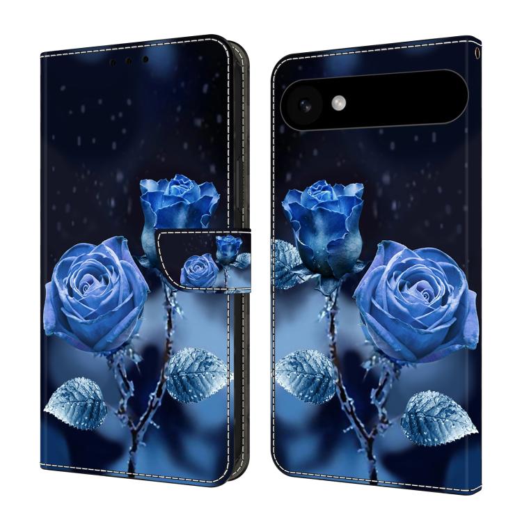 For iPhone Air Crystal-Like Painted Vegan Leather Phone Case(Blue Rose)