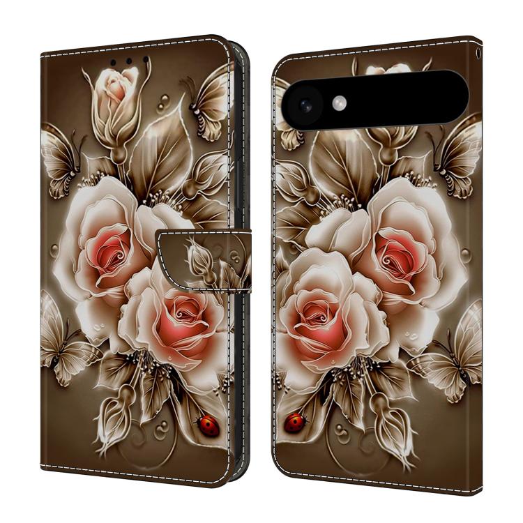For iPhone Air Crystal-Like Painted Vegan Leather Phone Case(Brown Rose)
