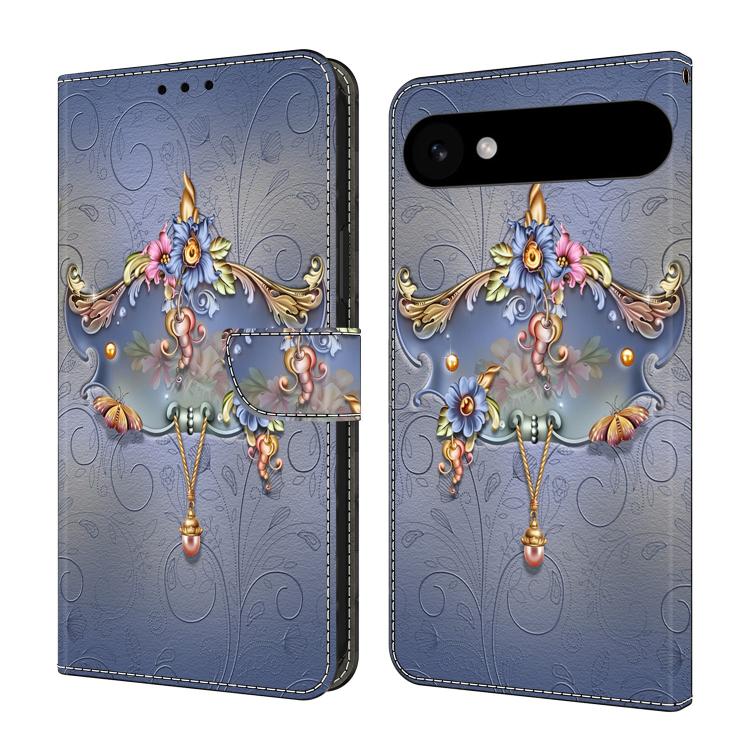 For iPhone Air Crystal-Like Painted Vegan Leather Phone Case(Carved Flowers)
