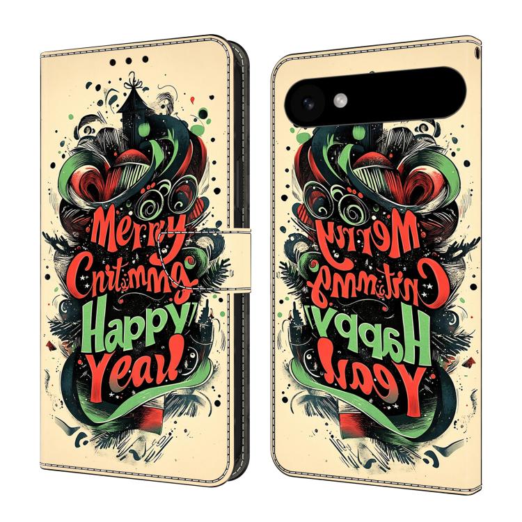 For iPhone Air Crystal-Like Painted Vegan Leather Phone Case(Christmas Graffiti)