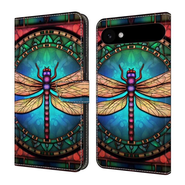 For iPhone Air Crystal-Like Painted Vegan Leather Phone Case(Colorful Dragonfly)