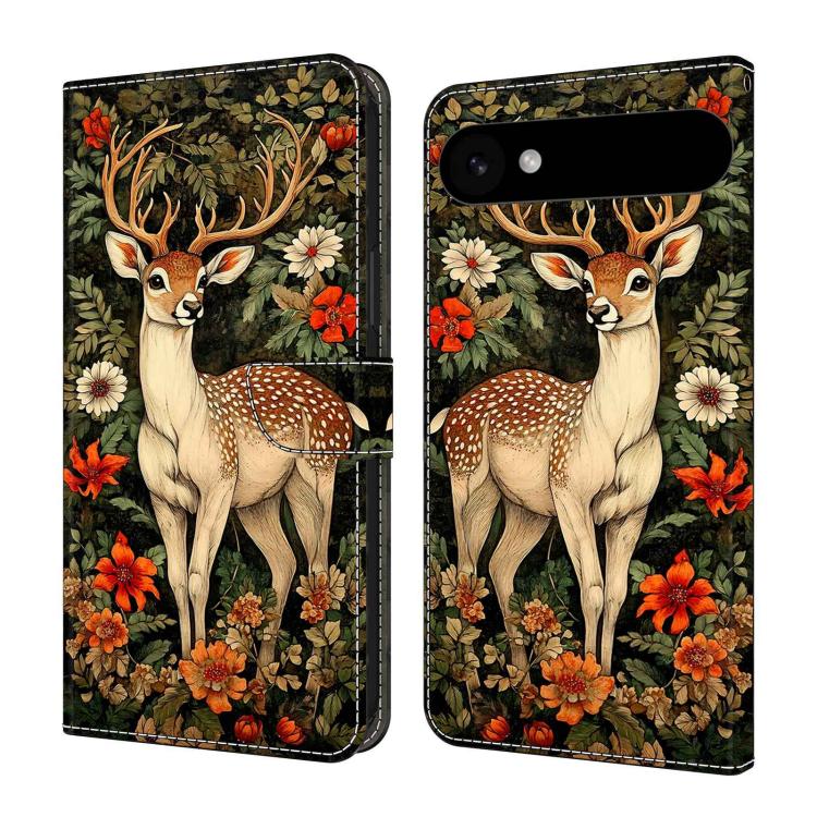 For iPhone Air Crystal-Like Painted Vegan Leather Phone Case(Deer Flower Bushes)