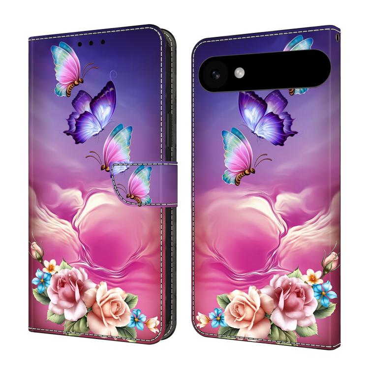 For iPhone Air Crystal-Like Painted Vegan Leather Phone Case(Flower Butterfly)
