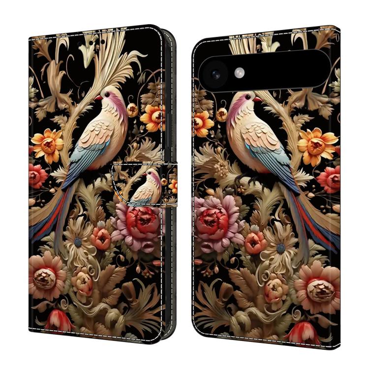 For iPhone Air Crystal-Like Painted Vegan Leather Phone Case(Flowers Bird)
