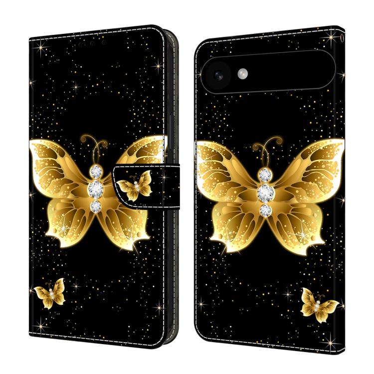 For iPhone Air Crystal-Like Painted Vegan Leather Phone Case(Gold Butterfly)