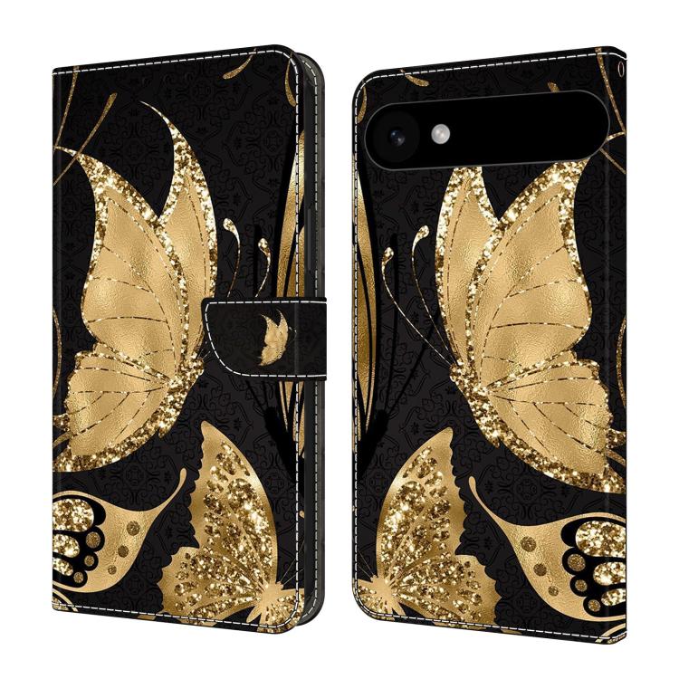 For iPhone Air Crystal-Like Painted Vegan Leather Phone Case(Golden Butterfly)