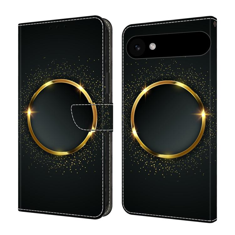 For iPhone Air Crystal-Like Painted Vegan Leather Phone Case(Golden Circle)