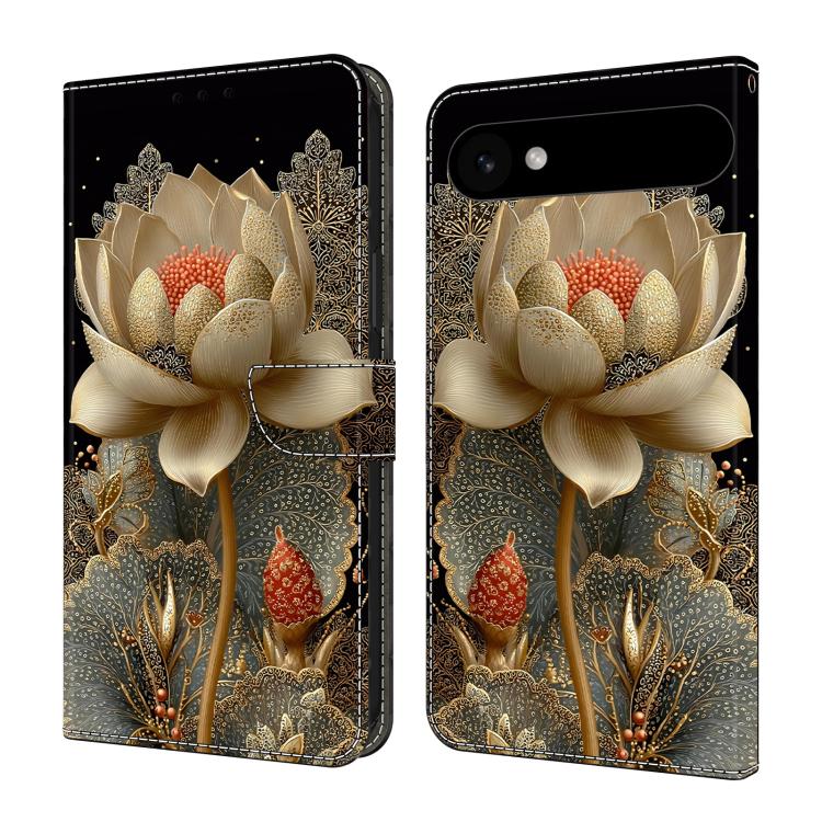 For iPhone Air Crystal-Like Painted Vegan Leather Phone Case(Golden Lotus)