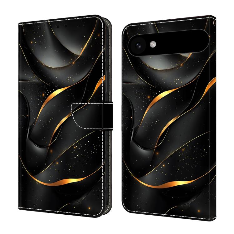 For iPhone Air Crystal-Like Painted Vegan Leather Phone Case(Golden Ribbon)