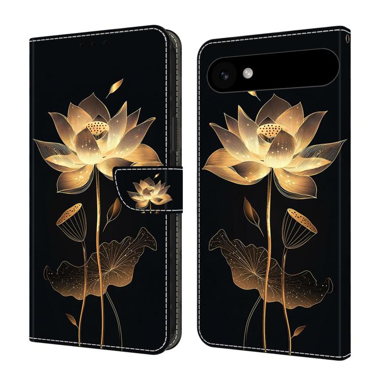 For iPhone Air Crystal-Like Painted Vegan Leather Phone Case(Golden Thread Lotus)
