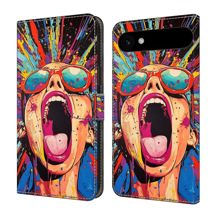 For iPhone Air Crystal-Like Painted Vegan Leather Phone Case(Graffiti Scream)