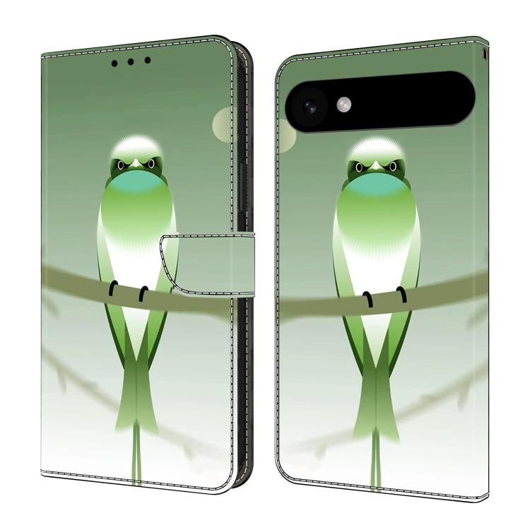For iPhone Air Crystal-Like Painted Vegan Leather Phone Case(Green Bird)