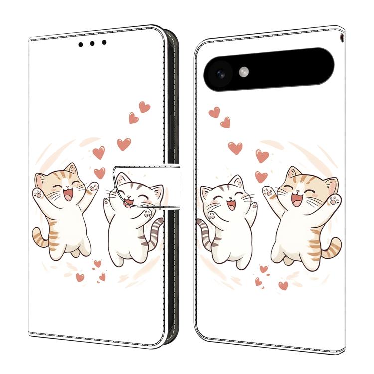 For iPhone Air Crystal-Like Painted Vegan Leather Phone Case(Heart & Cat)