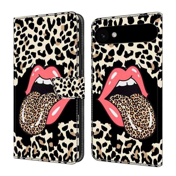 For iPhone Air Crystal-Like Painted Vegan Leather Phone Case(Leopard-print Tongue)