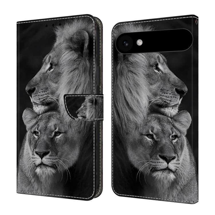 For iPhone Air Crystal-Like Painted Vegan Leather Phone Case(Lions)