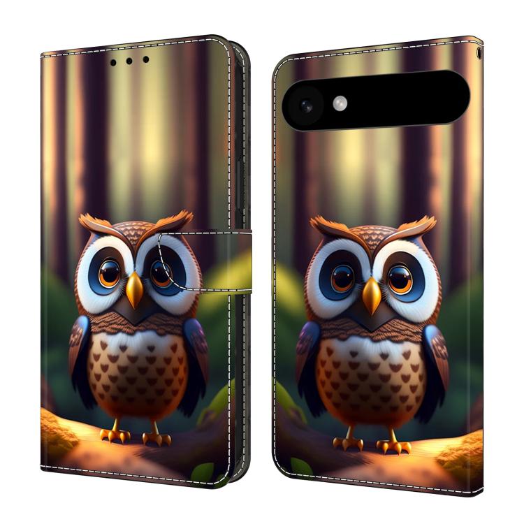 For iPhone Air Crystal-Like Painted Vegan Leather Phone Case(Little Brown Owl)