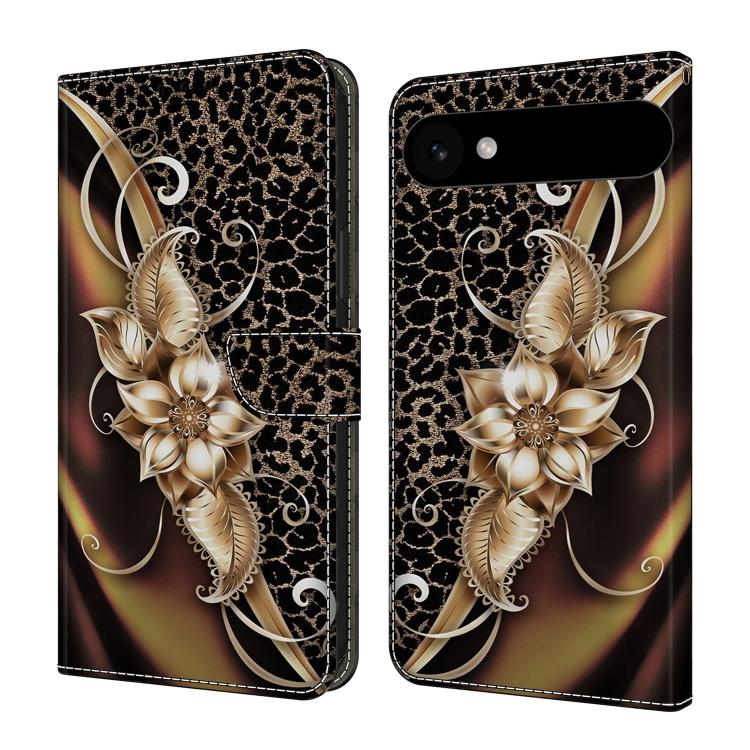 For iPhone Air Crystal-Like Painted Vegan Leather Phone Case(Metal Flower)