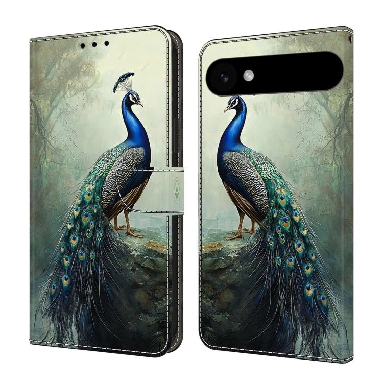 For iPhone Air Crystal-Like Painted Vegan Leather Phone Case(Peacock)