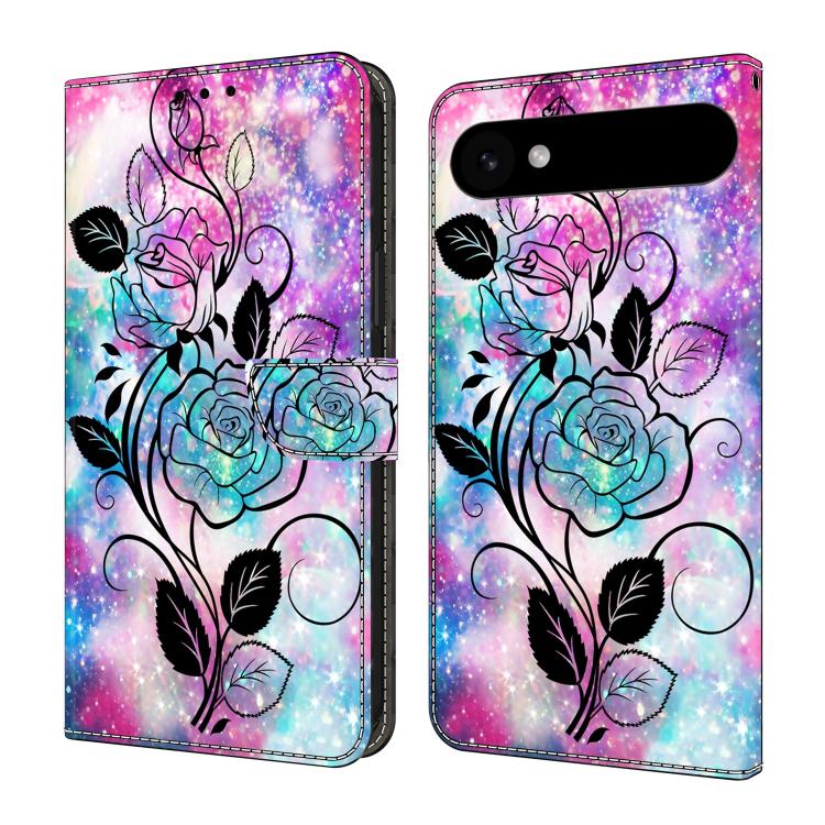 For iPhone Air Crystal-Like Painted Vegan Leather Phone Case(Pen Drawing Rose)